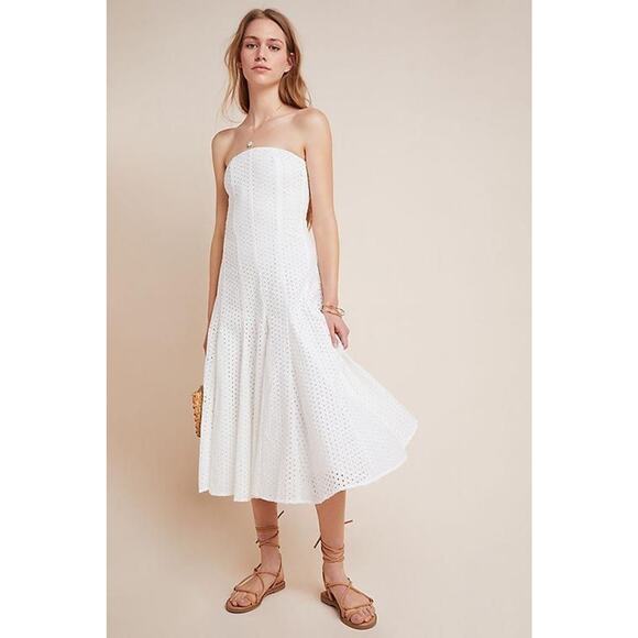 Anthropologie Dresses & Skirts - New Anthropologie Maeve Lelia Eyelet Midi Dress $188 SIZE 0 White